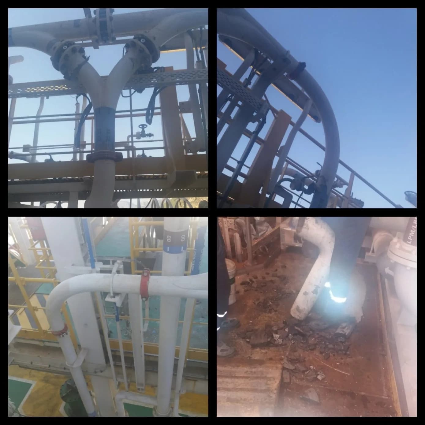 Pipe modification and welding work on the platform